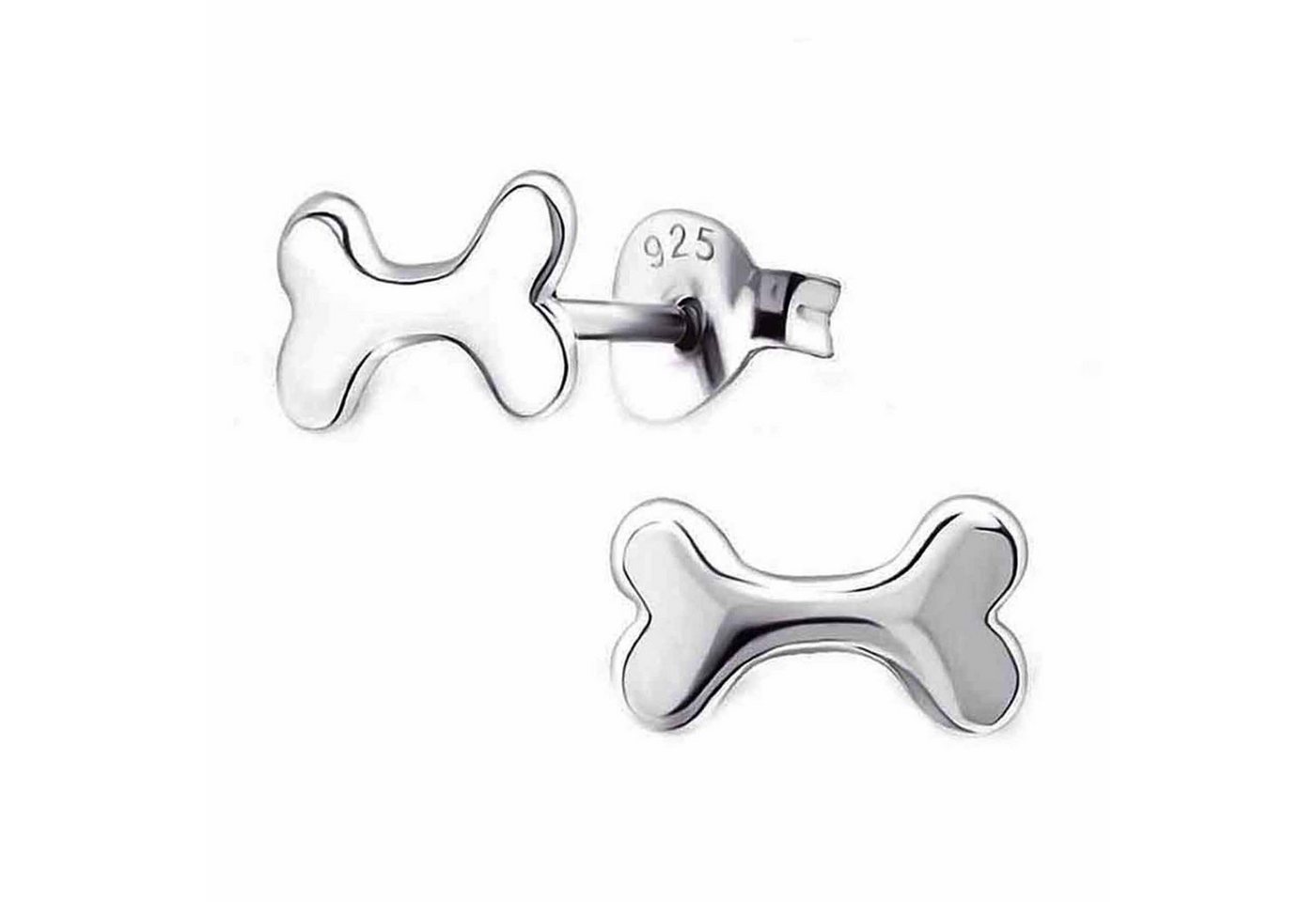 Paar Ohrstecker Ohrringe Knochen Hund 925 Silber Damen Herren Kinder, Kinderschmuck Mädchen Geschenk echte Silberohrringe von schmuck23