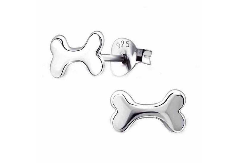 Paar Ohrstecker Ohrringe Knochen Hund 925 Silber Damen Herren Kinder, Kinderschmuck Mädchen Geschenk echte Silberohrringe von schmuck23