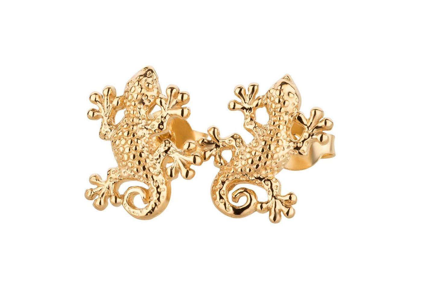 Paar Ohrstecker Ohrringe Salamander Gecko 925 Silber vergoldet Damen Herren, Kinderschmuck Mädchen Geschenk echte Silberohrringe von schmuck23