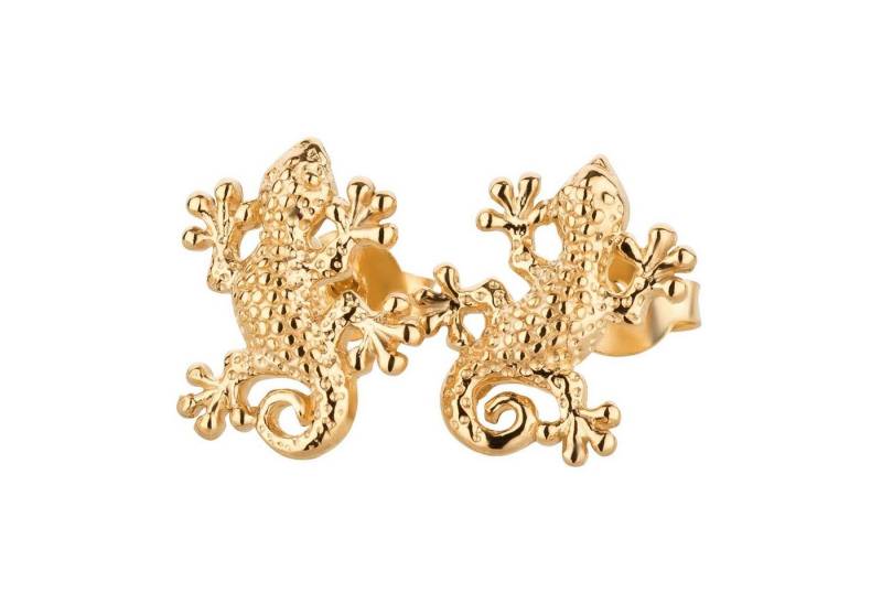 Paar Ohrstecker Ohrringe Salamander Gecko 925 Silber vergoldet Damen Herren, Kinderschmuck Mädchen Geschenk echte Silberohrringe von schmuck23