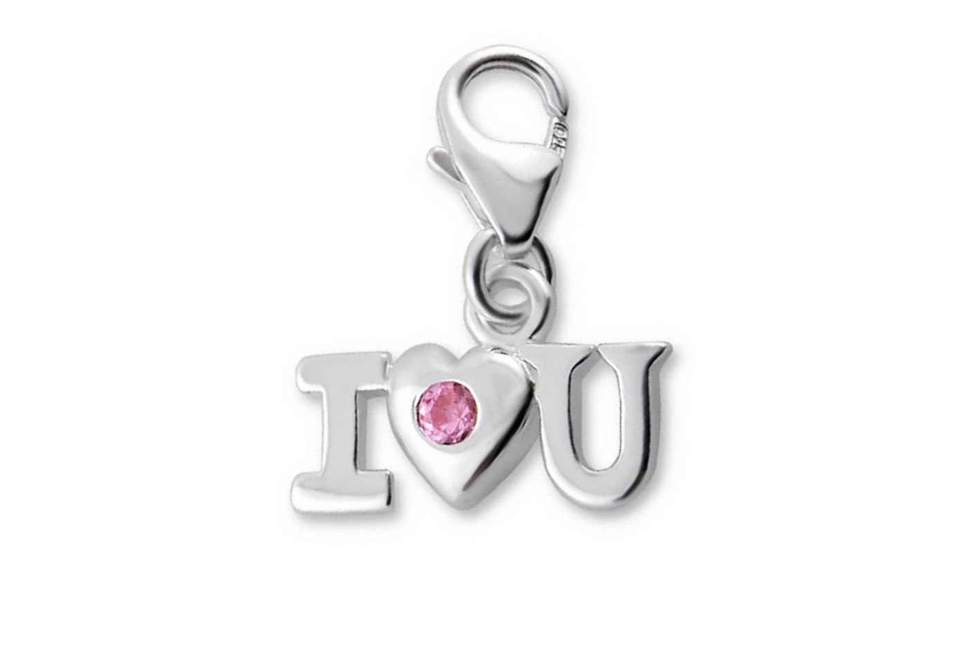 schmuck23 Charm-Einhänger Charm Anhänger Herz Liebe Love 925 Silber Kettenanhänger Zirkonia (1-tlg), Für Armband, Halskette oder Schlüsselanhänger von schmuck23