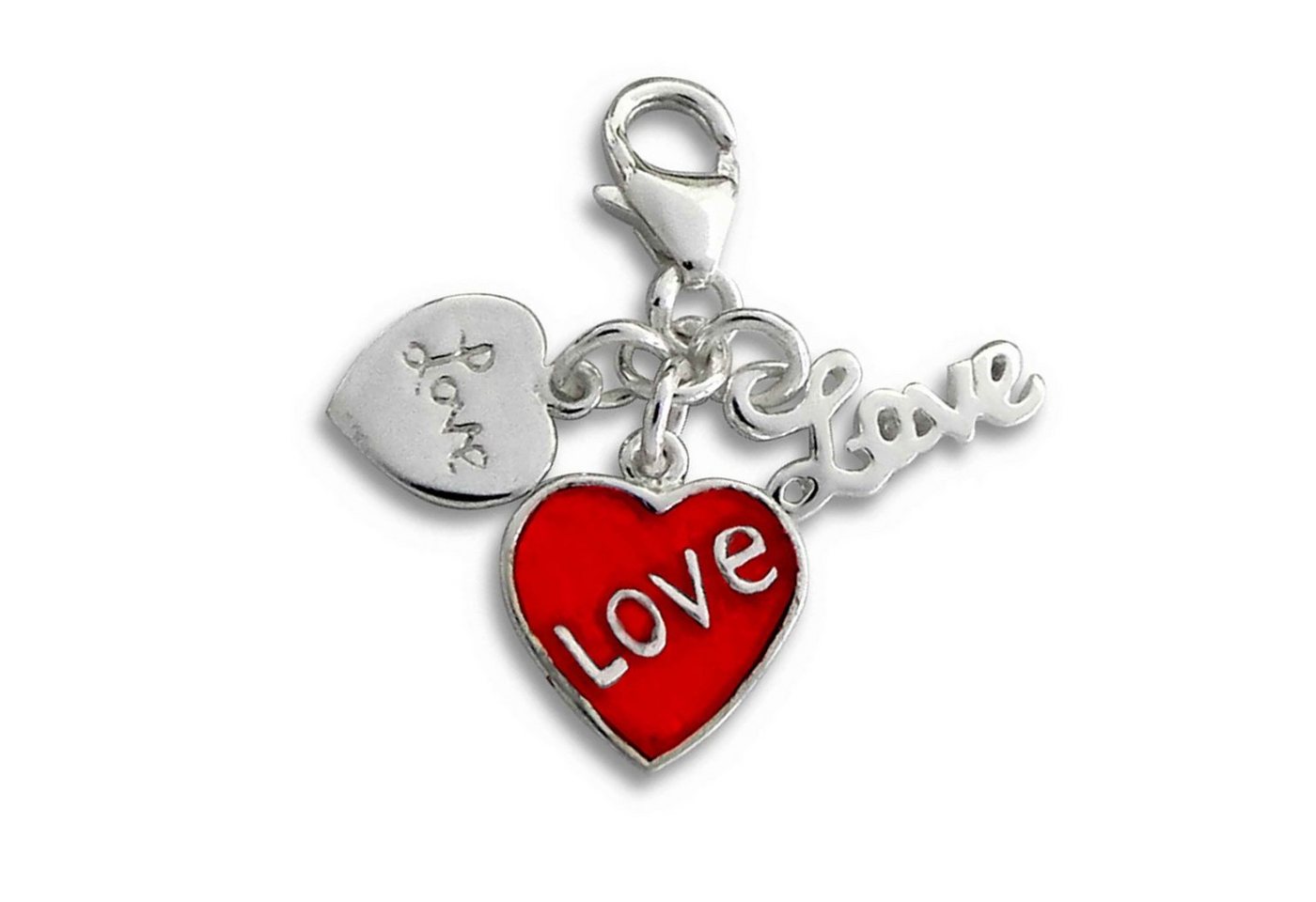 schmuck23 Charm-Einhänger Charm Anhänger Liebe Love Herz 925 Silber Kettenanhänger (1-tlg), Für Armband, Halskette oder Schlüsselanhänger von schmuck23