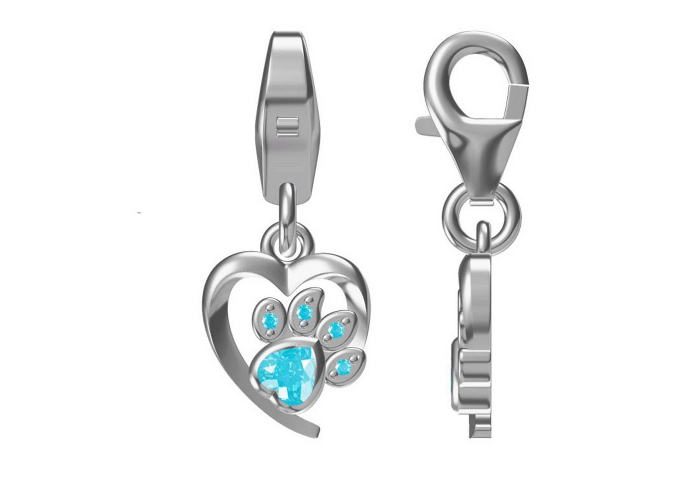schmuck23 Charm-Einhänger Charm Anhänger Pfote Zirkonia 925 Silber, Bettelarmband von schmuck23