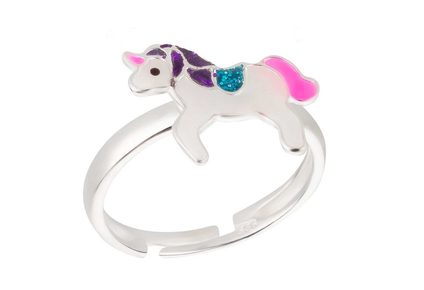 schmuck23 Fingerring Kinder Ring Einhorn Pferd 925 Silber, Kinderschmuck Mädchen Silberring Geschenk von schmuck23