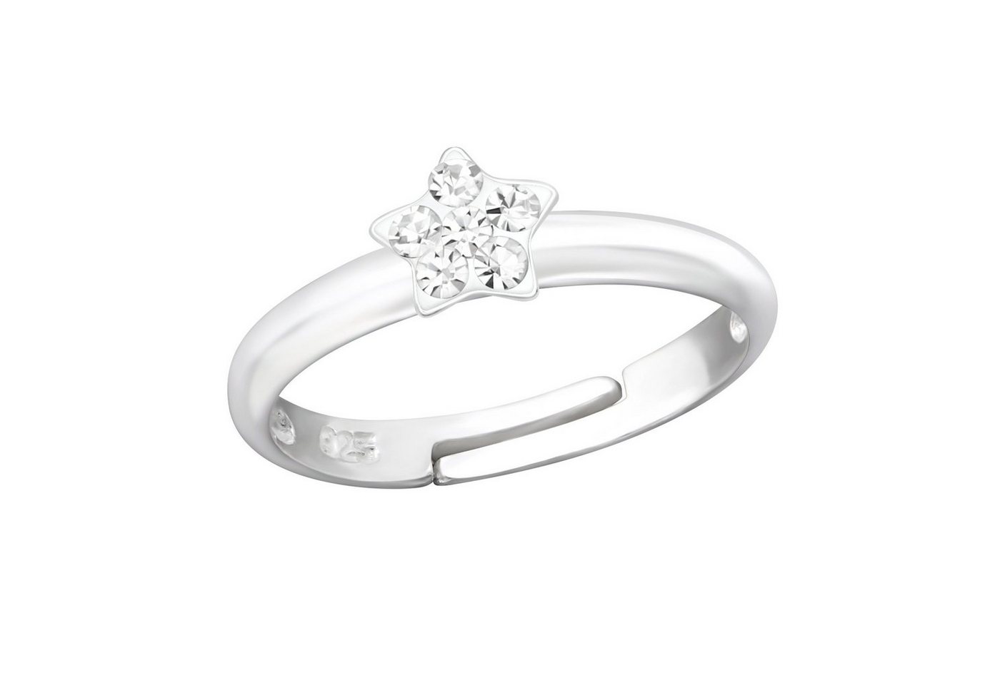 schmuck23 Fingerring Kinder Ring Kristall Stern 925 Silber, Kinderschmuck Silberring Damen Mädchen Geschenk von schmuck23