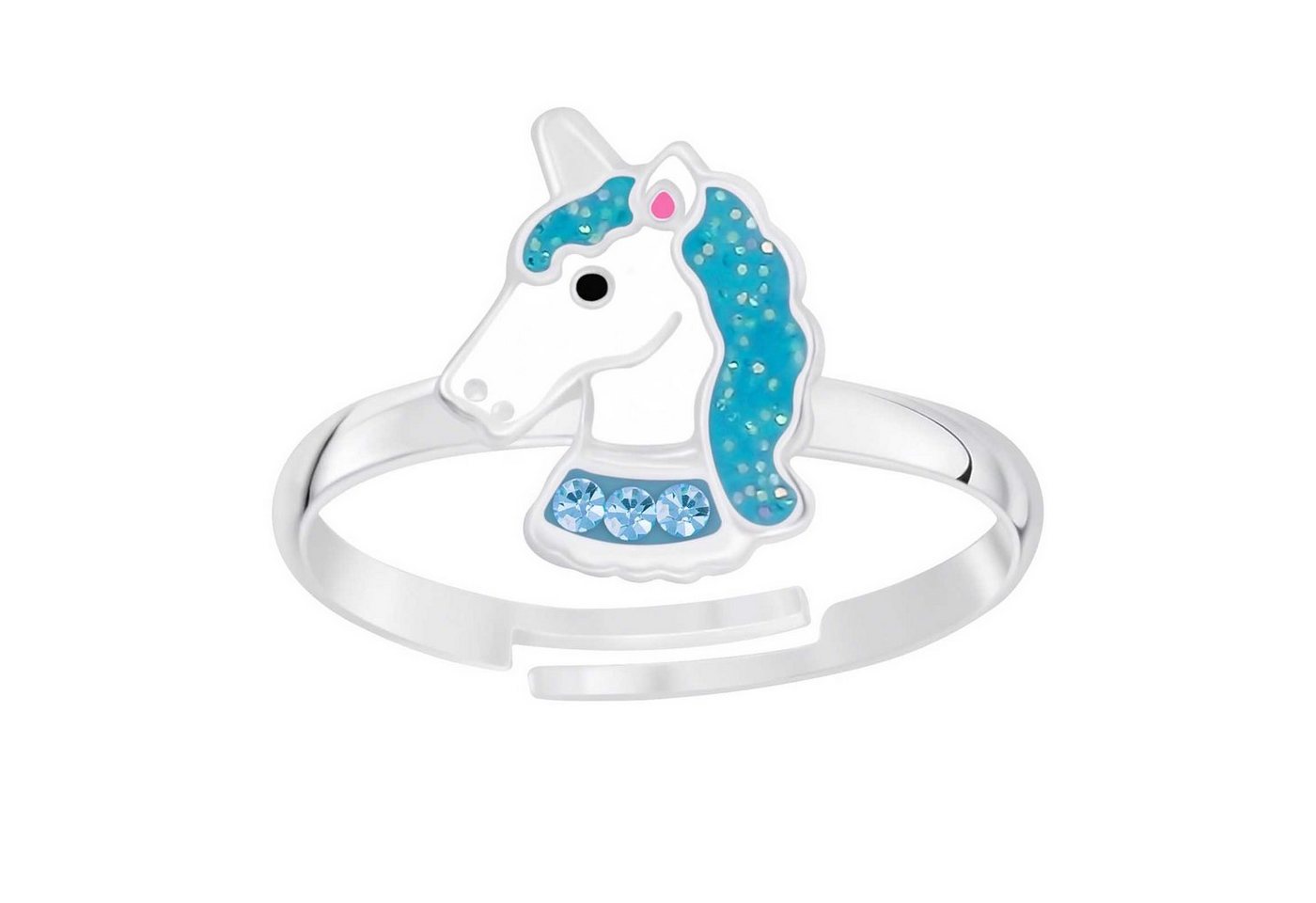 schmuck23 Fingerring Kinder Ring Pferd Einhorn 925 Silber, Kinderschmuck Mädchen Silberring Geschenk von schmuck23