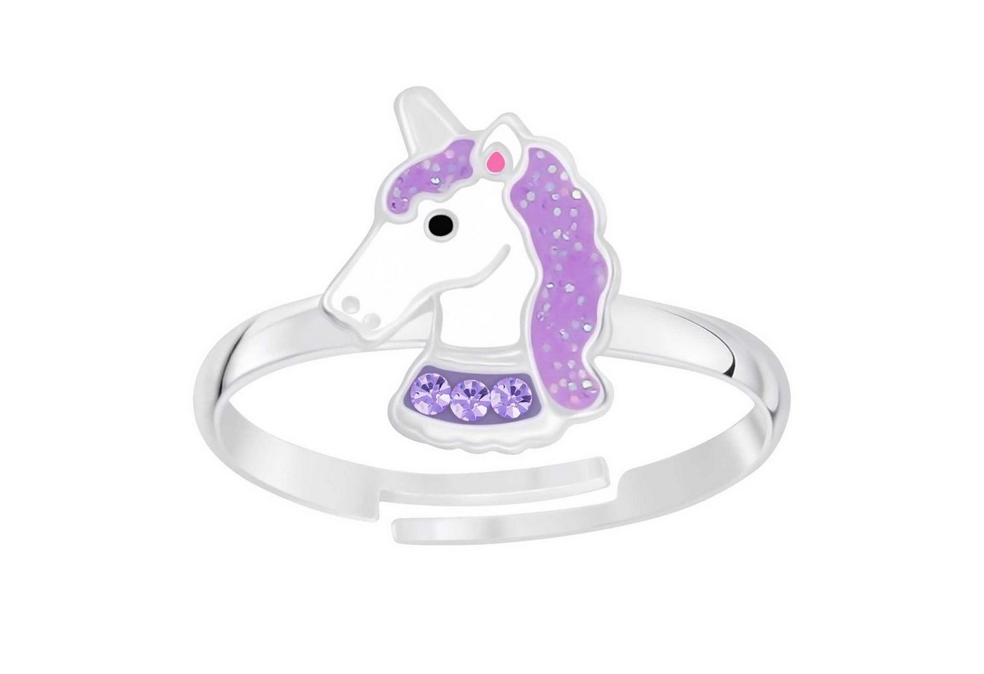 schmuck23 Fingerring Kinder Ring Pferd Einhorn 925 Silber, Kinderschmuck Mädchen Silberring Geschenk von schmuck23