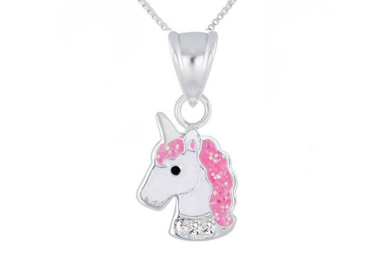 schmuck23 Kette und Anhänger Set Anhänger mit Kette Einhorn 925 Silber Kinder Mädchen Pferd (Halskette mit Anhänger), Silberanhänger Kettenanhänger Kinderschmuck Halskette von schmuck23