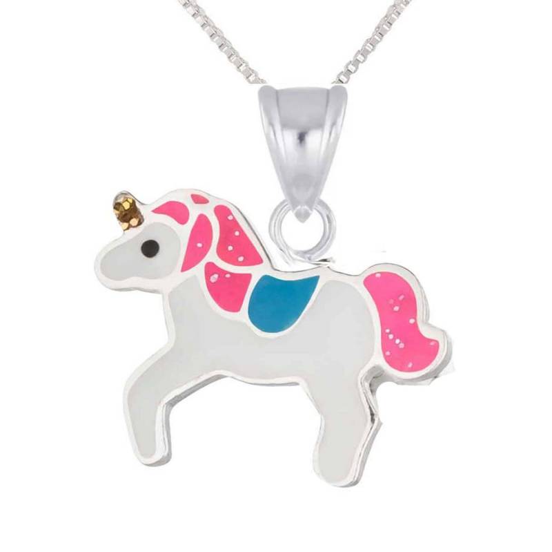 schmuck23 Kettenanhänger Anhänger Kette Einhorn 925 Silber Kinder Mädchen (Halskette mit Anhänger), Silberanhänger Kettenanhänger Kinderschmuck Halskette von schmuck23