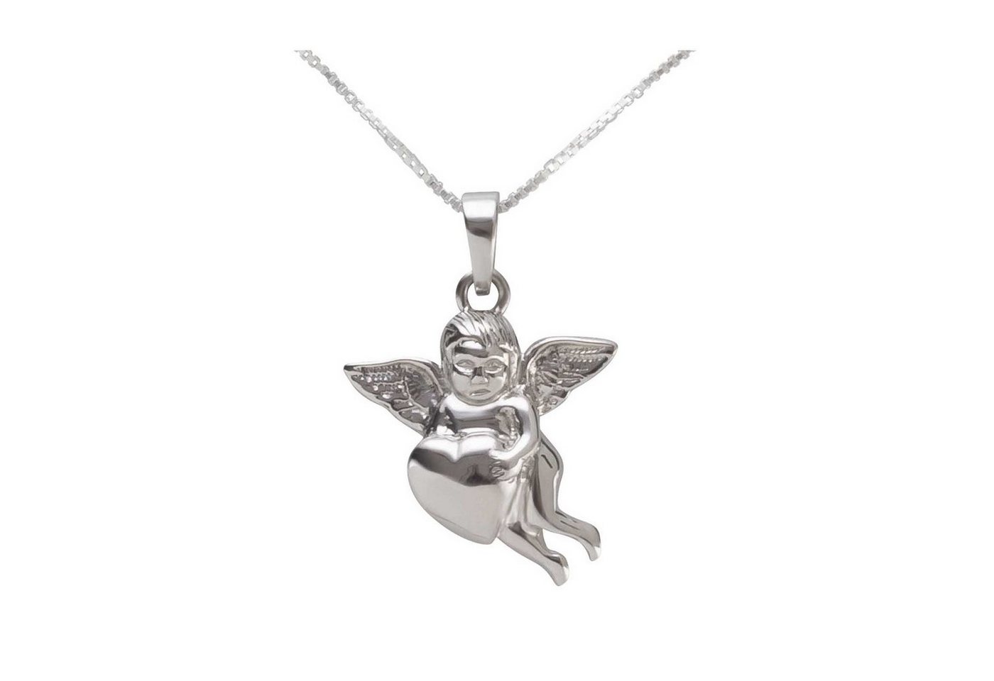 schmuck23 Kettenanhänger Anhänger Kette Engel Schutzengel Herz 925 Silber (Anhänger und Kette), Silberanhänger Symbol Kinder Damen Mädchen Halskette Kette Panzerkette von schmuck23