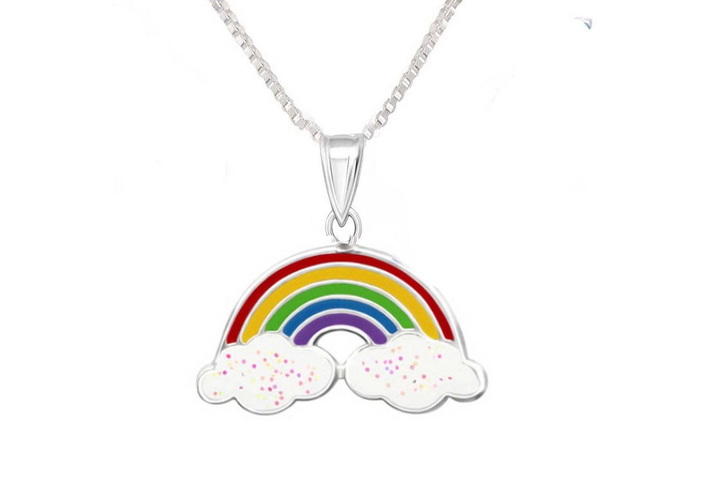 schmuck23 Kettenanhänger Anhänger Kette Regenbogen 925 Silber Kinder Mädchen (Halskette mit Anhänger), Silberanhänger Kettenanhänger Kinderschmuck Halskette von schmuck23