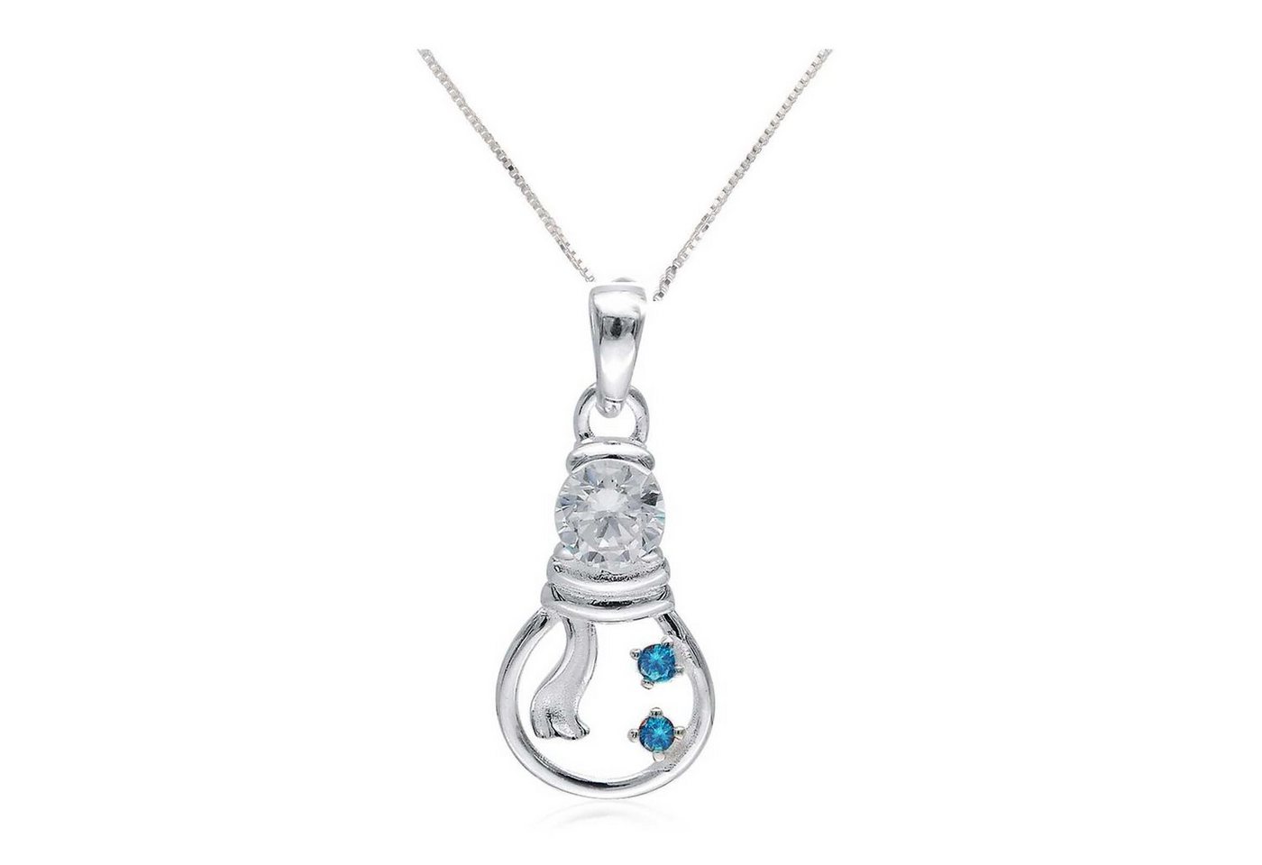 schmuck23 Kettenanhänger Anhänger Kette Schneemann Weihnachten 925 Silber, Silberanhänger Symbol Glücksbringer Liebe Damen Mädchen Halskette Kette Panzerkette von schmuck23