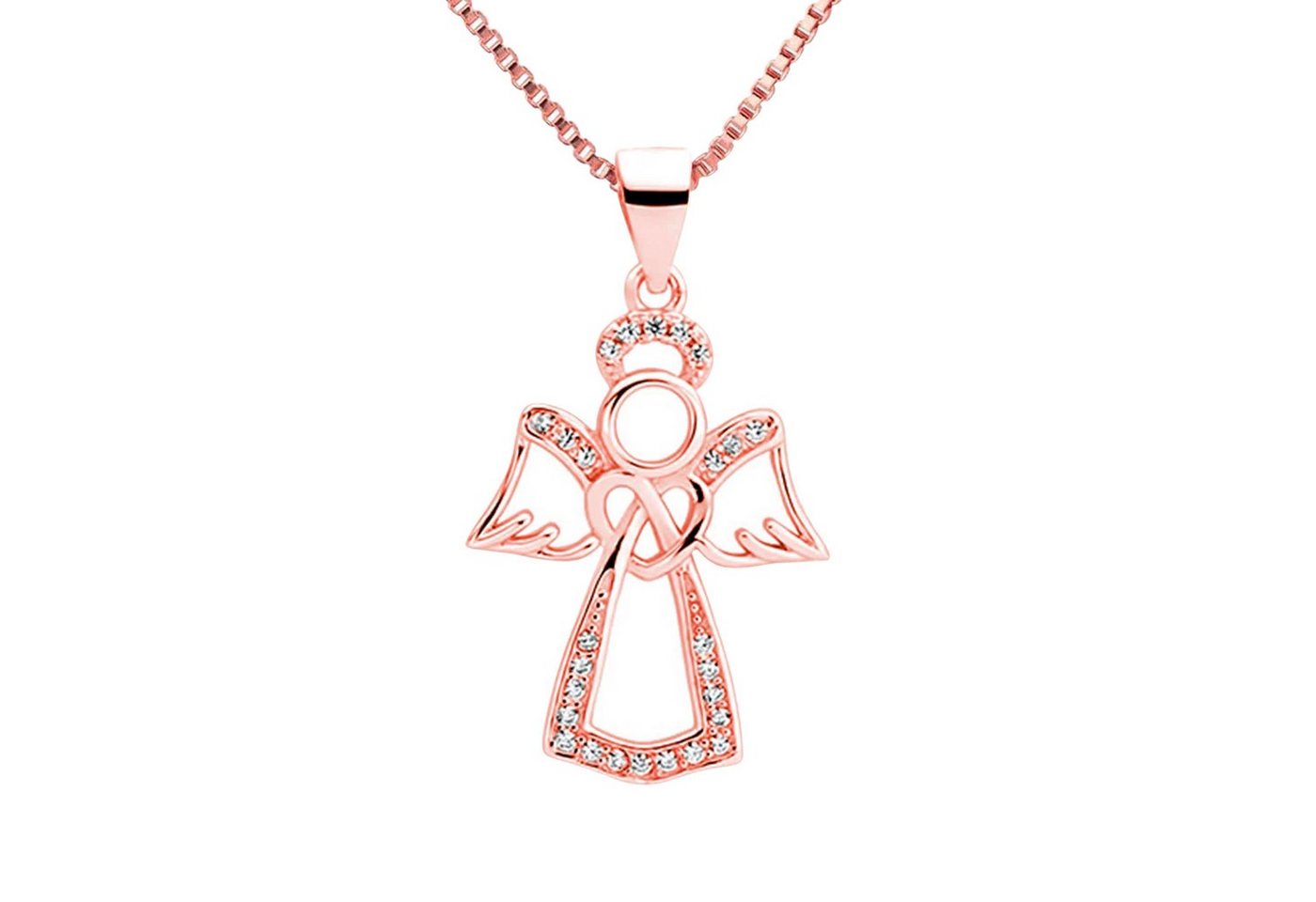 schmuck23 Kettenanhänger Anhänger mit Kette Engel Schutzengel Herz 925 Silber (Anhänger mit Kette), Zirkonia Silberanhänger Symbol Schutz Liebe Damen Mädchen Halskette Kinder von schmuck23