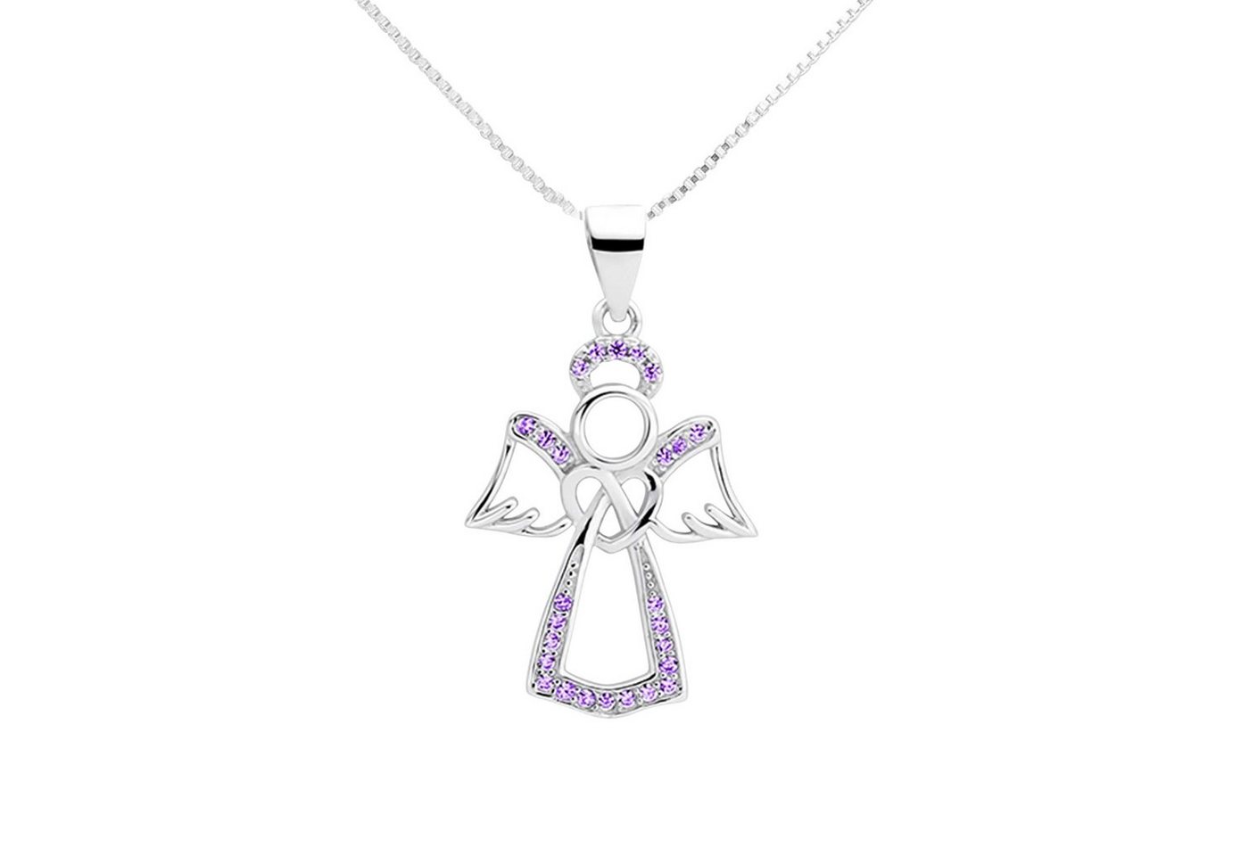 schmuck23 Kettenanhänger Anhänger mit Kette Engel Schutzengel Herz 925 Silber (Anhänger mit Kette), Zirkonia Silberanhänger Symbol Schutz Liebe Damen Mädchen Halskette Kinder von schmuck23