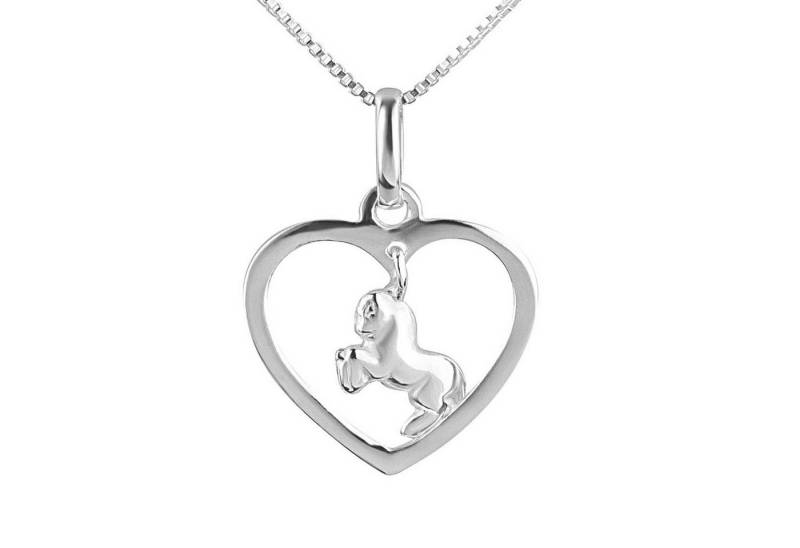 schmuck23 Kettenanhänger Kette Anhänger Pferd Herz 925 Silber Kinder Mädchen (Halskette mit Anhänger), Silberanhänger Kettenanhänger Kinderschmuck Halskette von schmuck23