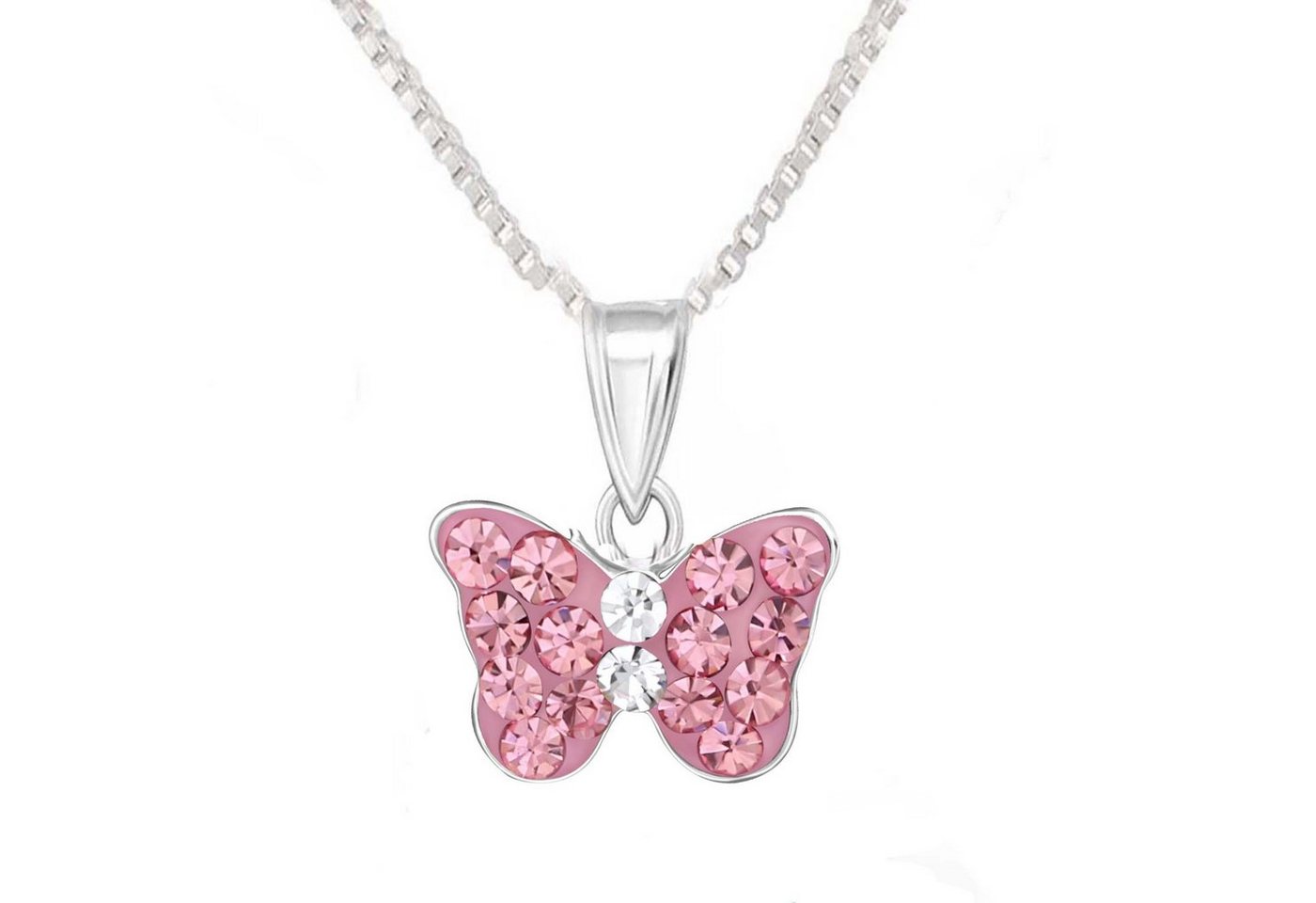 schmuck23 Kettenanhänger Kinder Anhänger Kette Schmetterling 925 Silber Pink Mädchen (Halskette mit Anhänger), Silberanhänger Kettenanhänger Kinderschmuck Halskette von schmuck23