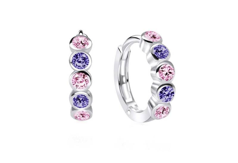 schmuck23 Klappcreolen Feine Ohrringe Creolen 925 Silber Damen Kinder 1,2 cm x 0,3 cm, Silberschmuck Kinderschmuck Zirkonia Geschenk von schmuck23