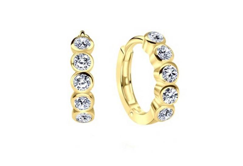 schmuck23 Klappcreolen Feine Ohrringe Creolen 925 Silber Damen Kinder 1,2 cm x 0,3 cm, Silberschmuck Kinderschmuck Zirkonia Geschenk von schmuck23