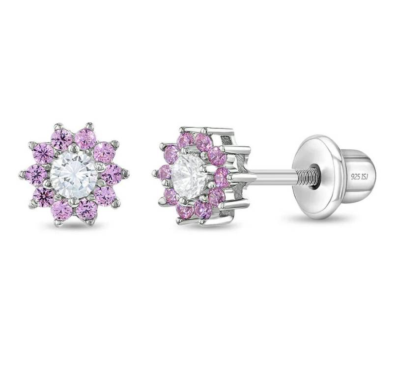 schmuck23 Ohrring-Set Kinder Ohrringe Blume Zirkonia 925 Silber (Geschenkset), incl. Schraubverschluss von schmuck23