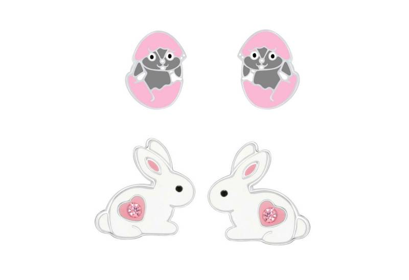 schmuck23 Ohrstecker-Set 2 x Kinder Ohrringe Kücken 925 Silber Ostern (Geschenkset, Set aus 2 Paar Ohrringen), Mädchen Kinderschmuck 4 x Silikonverschluß extra von schmuck23
