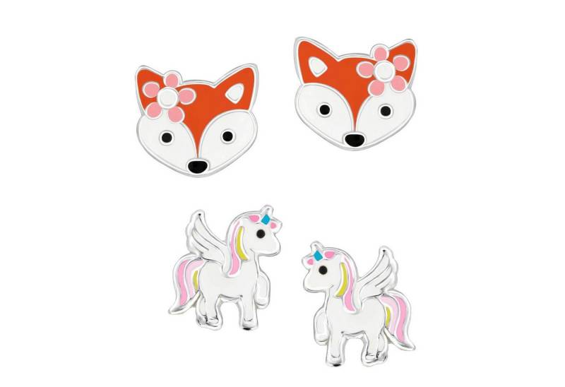 schmuck23 Ohrstecker-Set (Geschenkset, Set aus 2 Paar Ohrringen), Mädchen Kinderschmuck 4 x Silikonverschluß extra von schmuck23