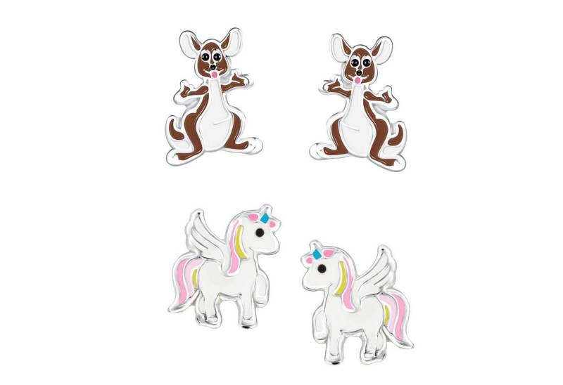 schmuck23 Ohrstecker-Set (Geschenkset, Set aus 2 Paar Ohrringen), Mädchen Kinderschmuck 4 x Silikonverschluß extra von schmuck23