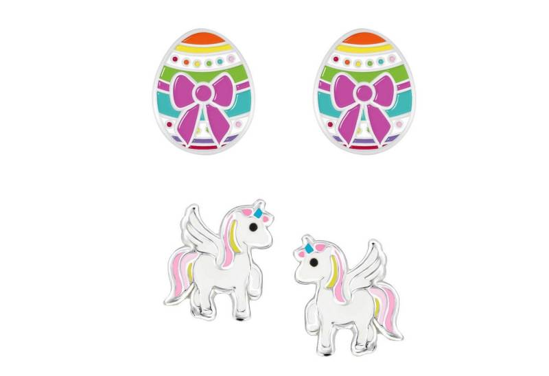 schmuck23 Ohrstecker-Set (Geschenkset, Set aus 2 Paar Ohrringen), Mädchen Kinderschmuck 4 x Silikonverschluß extra von schmuck23