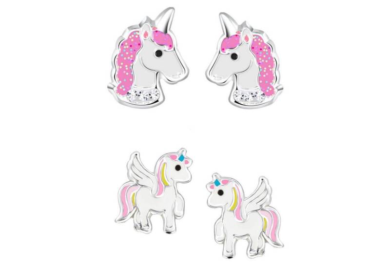 schmuck23 Ohrstecker-Set (Geschenkset, Set aus 2 Paar Ohrringen), Mädchen Kinderschmuck 4 x Silikonverschluß extra von schmuck23