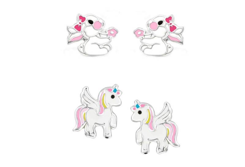 schmuck23 Ohrstecker-Set (Geschenkset, Set aus 2 Paar Ohrringen), Mädchen Kinderschmuck 4 x Silikonverschluß extra von schmuck23