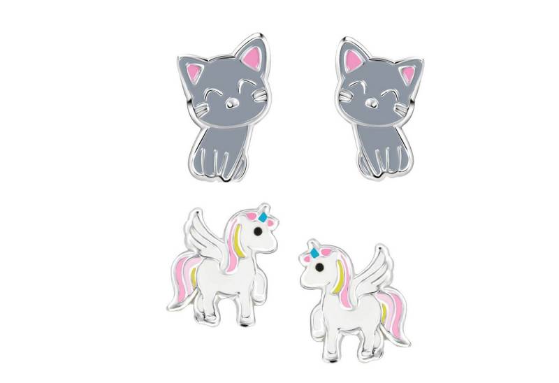 schmuck23 Ohrstecker-Set (Geschenkset, Set aus 2 Paar Ohrringen), Mädchen Kinderschmuck 4 x Silikonverschluß extra von schmuck23