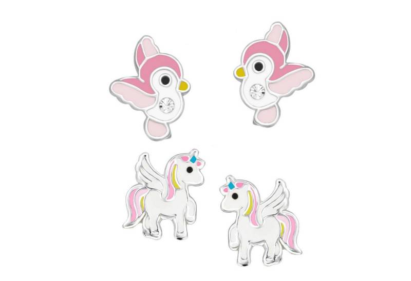 schmuck23 Ohrstecker-Set (Geschenkset, Set aus 2 Paar Ohrringen), Mädchen Kinderschmuck 4 x Silikonverschluß extra von schmuck23