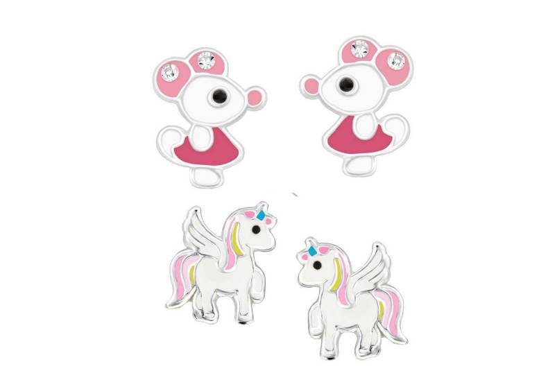 schmuck23 Ohrstecker-Set (Geschenkset, Set aus 2 Paar Ohrringen), Mädchen Kinderschmuck 4 x Silikonverschluß extra von schmuck23