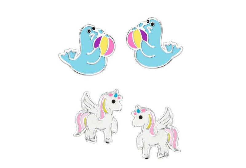 schmuck23 Ohrstecker-Set (Geschenkset, Set aus 2 Paar Ohrringen), Mädchen Kinderschmuck 4 x Silikonverschluß extra von schmuck23