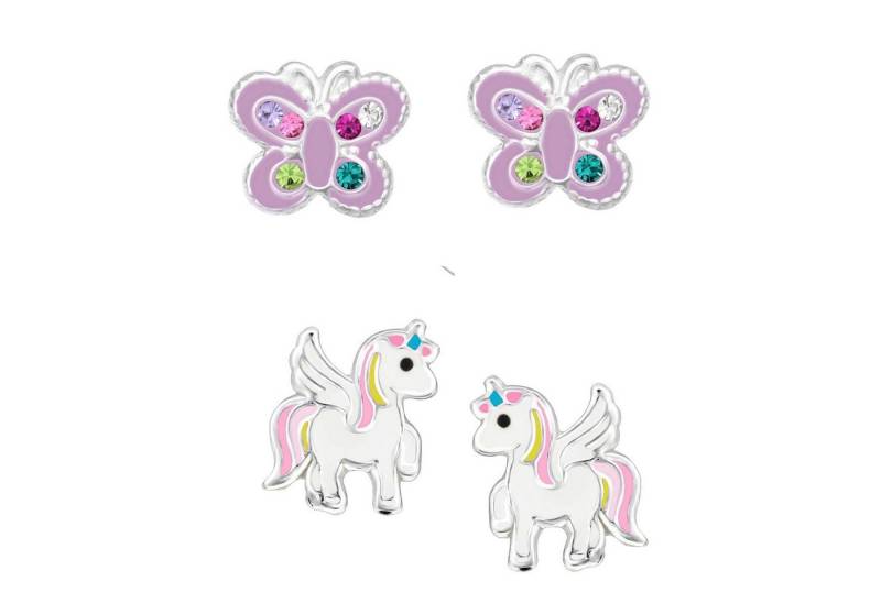 schmuck23 Ohrstecker-Set (Geschenkset, Set aus 2 Paar Ohrringen), Mädchen Kinderschmuck 4 x Silikonverschluß extra von schmuck23