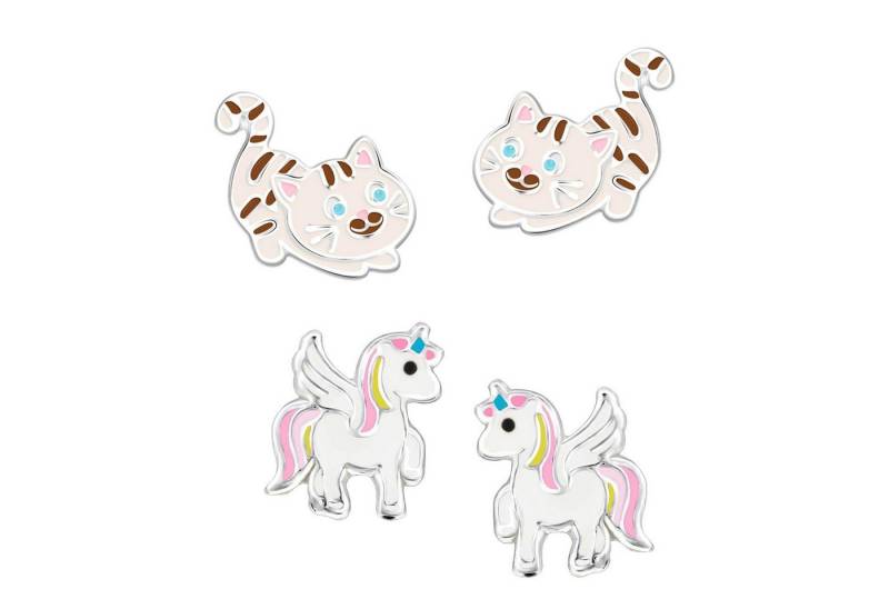 schmuck23 Ohrstecker-Set (Geschenkset, Set aus 2 Paar Ohrringen), Mädchen Kinderschmuck 4 x Silikonverschluß extra von schmuck23