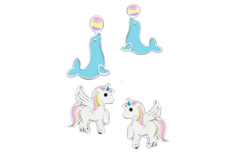 schmuck23 Ohrstecker-Set (Geschenkset, Set aus 2 Paar Ohrringen), Mädchen Kinderschmuck 4 x Silikonverschluß extra von schmuck23