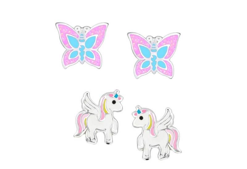 schmuck23 Ohrstecker-Set (Geschenkset, Set aus 2 Paar Ohrringen), Mädchen Kinderschmuck 4 x Silikonverschluß extra von schmuck23