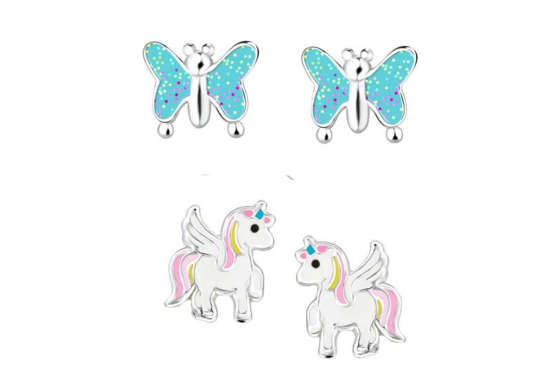 schmuck23 Ohrstecker-Set (Geschenkset, Set aus 2 Paar Ohrringen), Mädchen Kinderschmuck 4 x Silikonverschluß extra von schmuck23