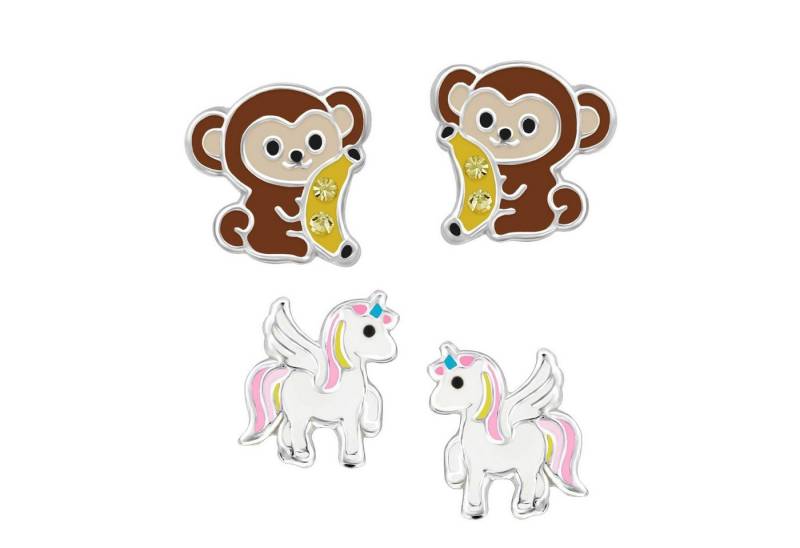 schmuck23 Ohrstecker-Set (Geschenkset, Set aus 2 Paar Ohrringen), Mädchen Kinderschmuck 4 x Silikonverschluß extra von schmuck23