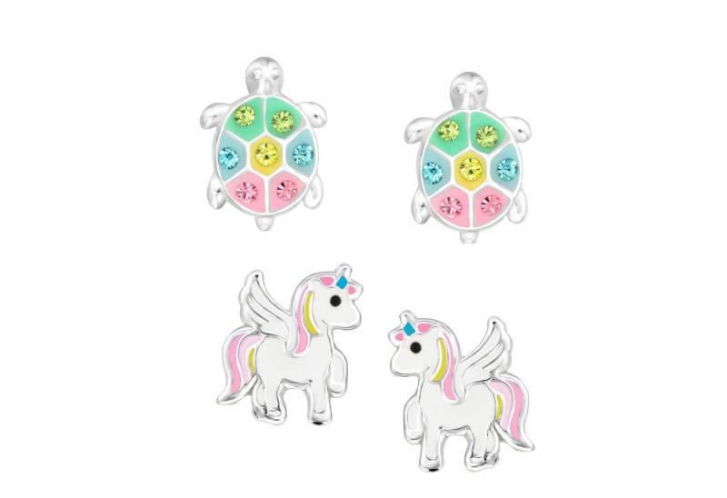 schmuck23 Ohrstecker-Set (Geschenkset, Set aus 2 Paar Ohrringen), Mädchen Kinderschmuck 4 x Silikonverschluß extra von schmuck23