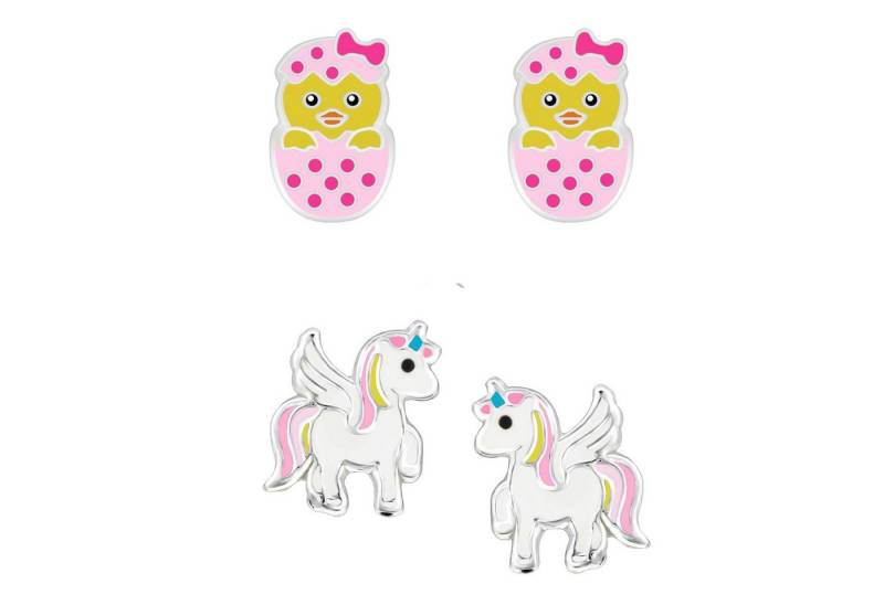 schmuck23 Ohrstecker-Set (Geschenkset, Set aus 2 Paar Ohrringen), Mädchen Kinderschmuck 4 x Silikonverschluß extra von schmuck23