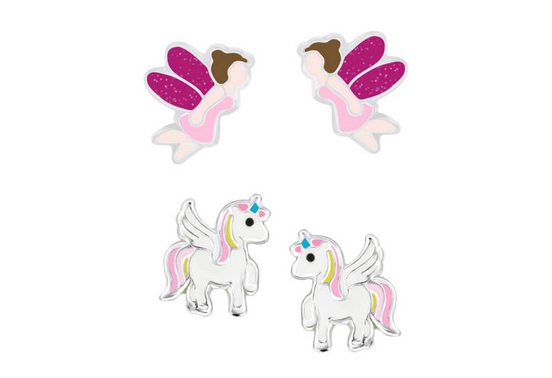 schmuck23 Ohrstecker-Set (Geschenkset, Set aus 2 Paar Ohrringen), Mädchen Kinderschmuck 4 x Silikonverschluß extra von schmuck23