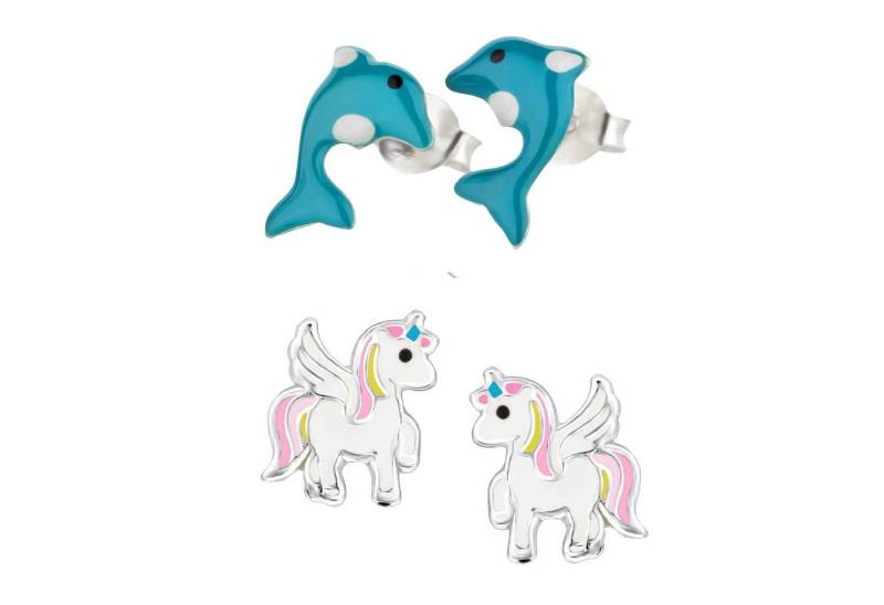 schmuck23 Ohrstecker-Set (Geschenkset, Set aus 2 Paar Ohrringen), Mädchen Kinderschmuck 4 x Silikonverschluß extra von schmuck23