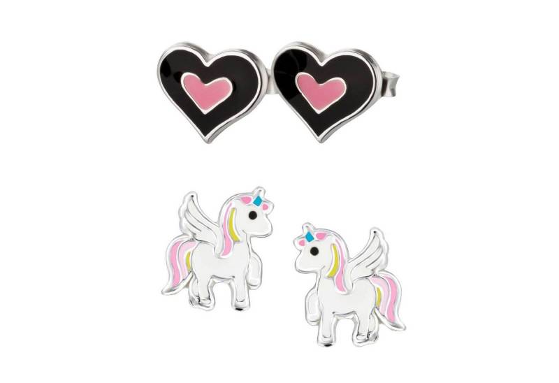 schmuck23 Ohrstecker-Set (Geschenkset, Set aus 2 Paar Ohrringen), Mädchen Kinderschmuck 4 x Silikonverschluß extra von schmuck23