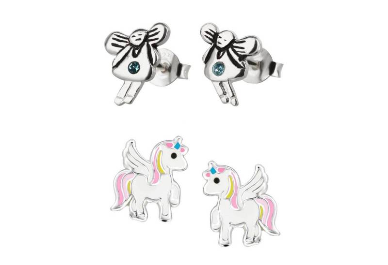 schmuck23 Ohrstecker-Set (Geschenkset, Set aus 2 Paar Ohrringen), Mädchen Kinderschmuck 4 x Silikonverschluß extra von schmuck23
