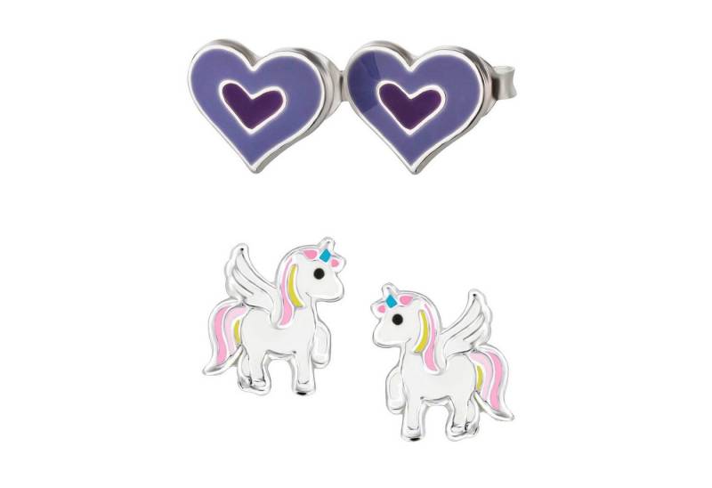 schmuck23 Ohrstecker-Set (Geschenkset, Set aus 2 Paar Ohrringen), Mädchen Kinderschmuck 4 x Silikonverschluß extra von schmuck23