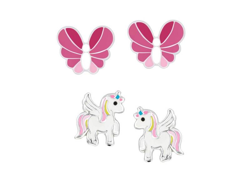 schmuck23 Ohrstecker-Set (Geschenkset, Set aus 2 Paar Ohrringen), Mädchen Kinderschmuck 4 x Silikonverschluß extra von schmuck23