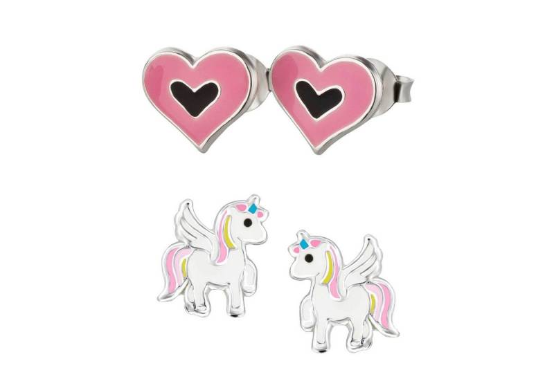 schmuck23 Ohrstecker-Set (Geschenkset, Set aus 2 Paar Ohrringen), Mädchen Kinderschmuck 4 x Silikonverschluß extra von schmuck23