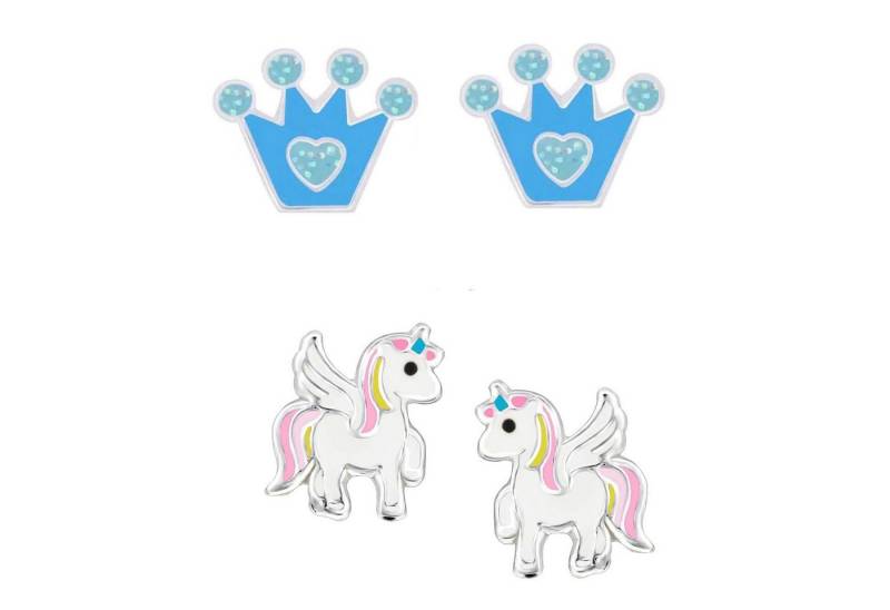 schmuck23 Ohrstecker-Set (Geschenkset, Set aus 2 Paar Ohrringen), Mädchen Kinderschmuck 4 x Silikonverschluß extra von schmuck23