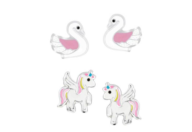 schmuck23 Ohrstecker-Set (Geschenkset, Set aus 2 Paar Ohrringen), Mädchen Kinderschmuck 4 x Silikonverschluß extra von schmuck23